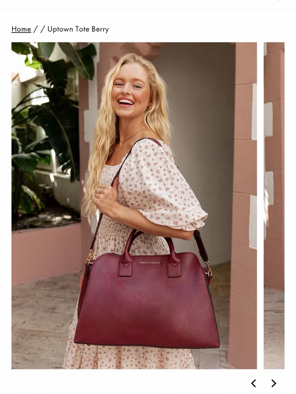 Poppy & Peonies pebbled leather